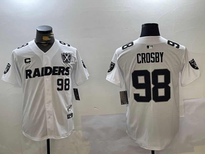 Men Oakland Raiders 98 Crosby White five generations 2024 Nike Limited NFL Jersey style 2